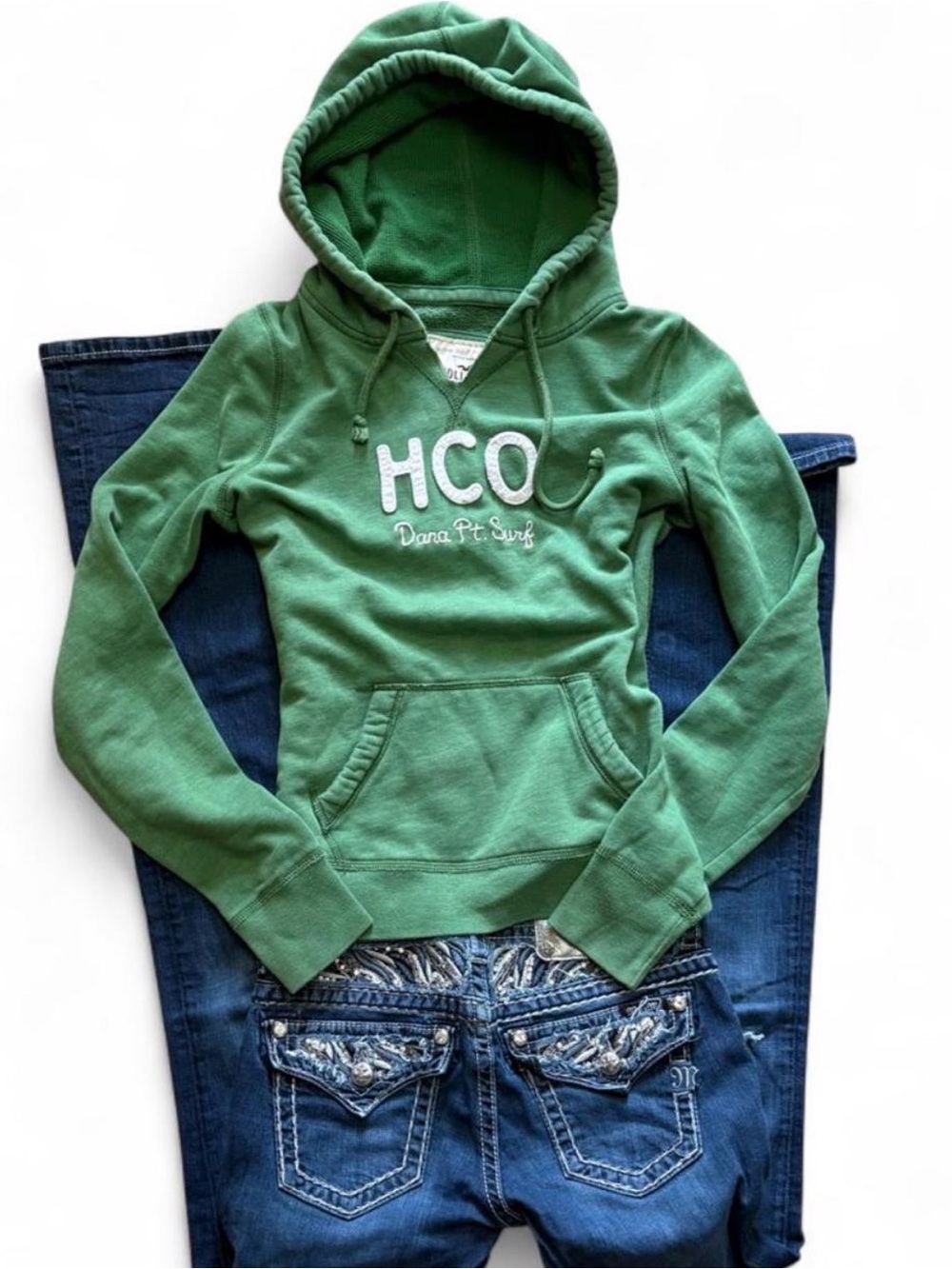 Vintage 2011 y2k Hollister grail Green HCO Dana Pt Surf hoodie